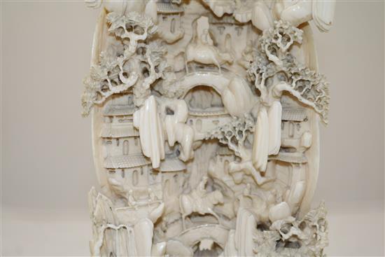 A Chinese ivory carving, first half 20th century, total height 25cm